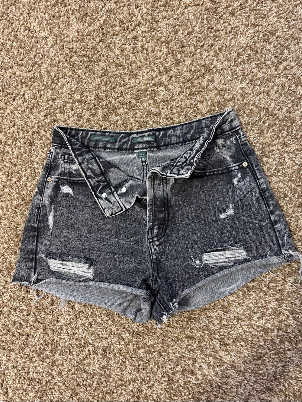 Wild Fable black denim shorts with distressed details